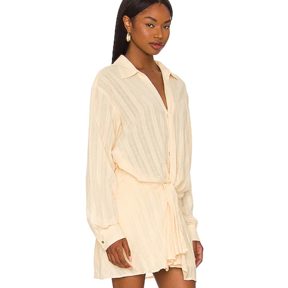 Free People Cream Button-Front Mini Dress - Picture 2 of 8